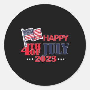 Pegatina Redonda Feliz 4 De Julio A Los Estados Unidos Día De La In