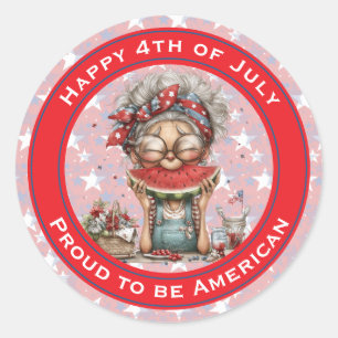 Pegatina Redonda Feliz 4 de julio Abuela Sticker 
