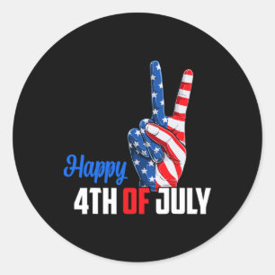 Pegatina Redonda Feliz 4 De Julio Día De La Independencia De Estado