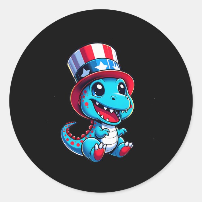 Pegatina Redonda Feliz 4 De Julio Día De La Independencia Hombres M (Anverso)