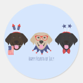 Pegatina Redonda Feliz 4 De Julio Labrador Recupera Perros