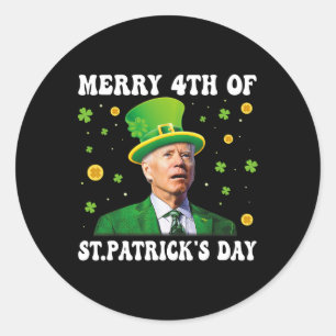 Pegatina Redonda Feliz 4 de San Patricio Groovy Joe Biden Conf