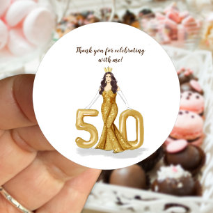 Pegatina Redonda feliz 50° cumpleaños