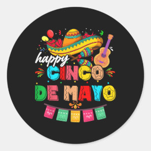Pegatina Redonda Feliz 5 De Mayo Para Que Fiesta Viva México Cinco