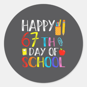 Pegatina Redonda Feliz 67º Día De Memes Escolares Cotización Divert