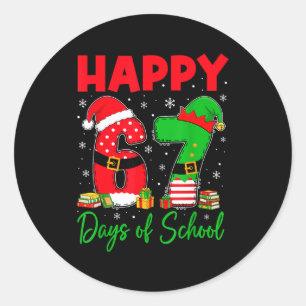 Pegatina Redonda Feliz 67 Días De Colegio Seis Siete 67 Navidad San