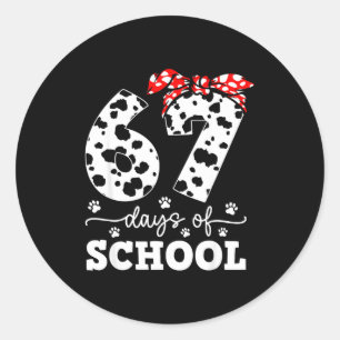 Pegatina Redonda Feliz 67 Días Escuela Perrito Lindo 67 Días Más In