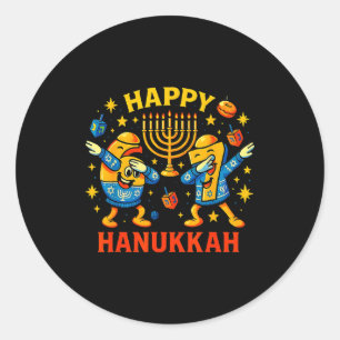Pegatina Redonda Feliz 67 Hanukkah Diseño de Meme Divertido de Vaca