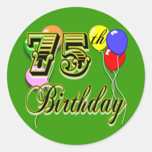 Pegatina Redonda Feliz 75° cumpleaños