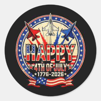 Pegatina Redonda Feliz americano 1776 2026 usa patriótico 4 de juli