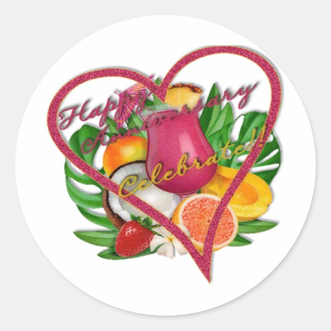 Pegatina Redonda Feliz aniversario de celebrarlo (Anverso)