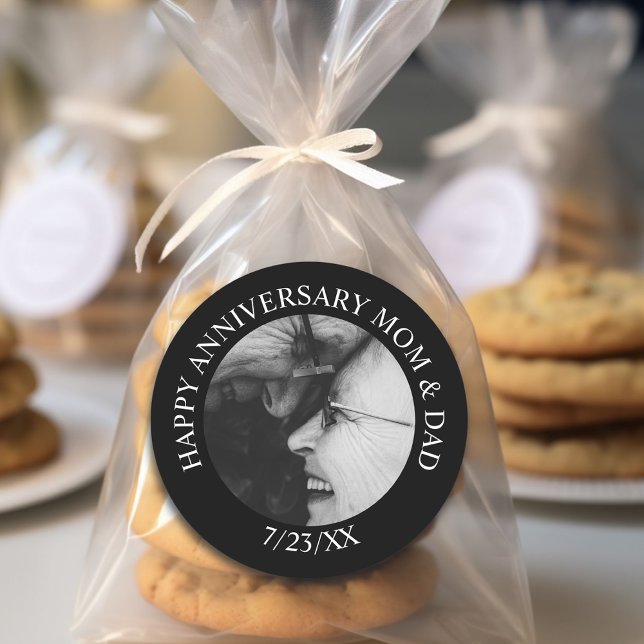 Pegatina Redonda Feliz aniversario personalizado (Subido por el creador)