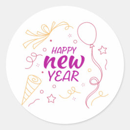 Pegatina Redonda Feliz año nuevo