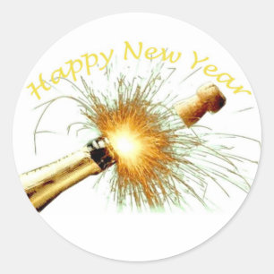 Pegatina Redonda Feliz Año Nuevo