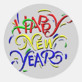 Pegatina Redonda Feliz Año Nuevo