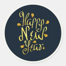 Pegatina Redonda Feliz Año Nuevo