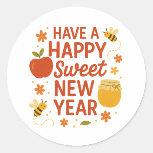Pegatina Redonda Feliz Año Nuevo