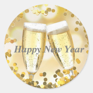 Pegatina Redonda Feliz Año Nuevo