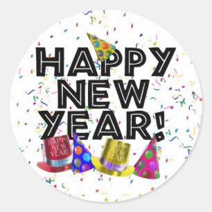 PEGATINA REDONDA ¡FELIZ AÑO NUEVO!