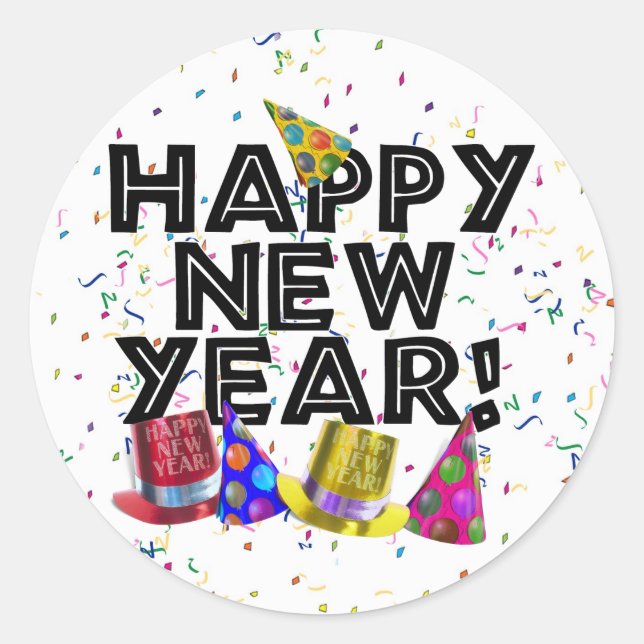 PEGATINA REDONDA ¡FELIZ AÑO NUEVO! (Anverso)