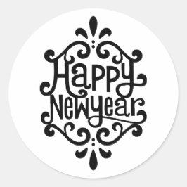 Pegatina Redonda Feliz Año Nuevo