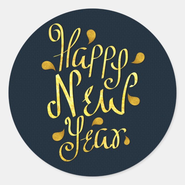 Pegatina Redonda Feliz Año Nuevo (Anverso)