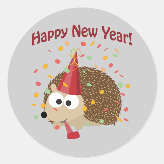 Pegatina Redonda ¡Feliz Año Nuevo! (Anverso)