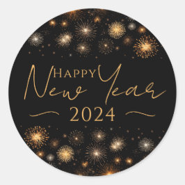 Pegatina Redonda Feliz Año Nuevo
