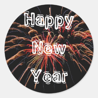 Pegatina Redonda Feliz Año Nuevo 2
