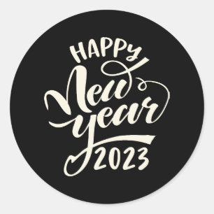 Pegatina Redonda Feliz Año Nuevo 2023