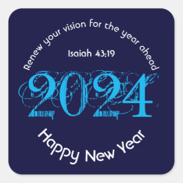 Pegatina Redonda Feliz Año Nuevo 2024 AGREGAR CUALQUIER AÑO cristia