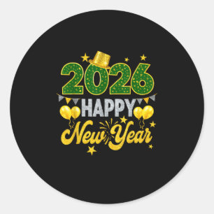 Pegatina Redonda Feliz Año Nuevo 2026 Familia coincidente