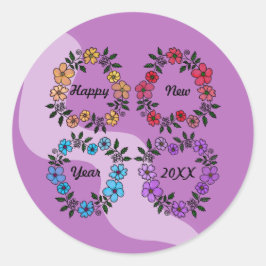 PEGATINA REDONDA FELIZ AÑO NUEVO 20XX PERSONALIZADO Y LUMINOSAS DE 