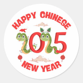 Pegatina Redonda Feliz Año Nuevo Chino 2025 De La Serpiente
