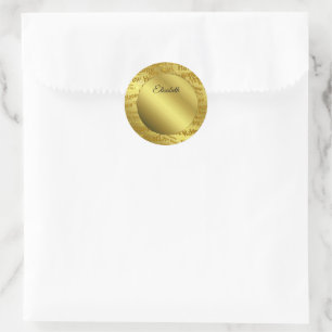 Pegatina Redonda feliz año nuevo dorado