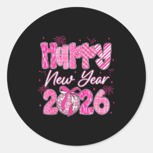 Pegatina Redonda Feliz Año Nuevo Fiesta de Nochevieja 2026 Nye Fami