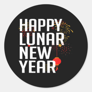 Pegatina Redonda Feliz Año Nuevo Lunar