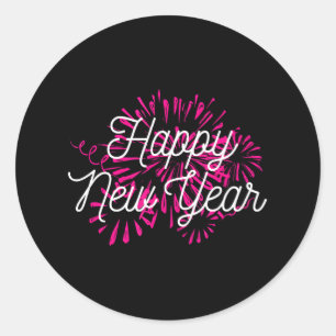 Pegatina Redonda Feliz Año Nuevo por el que nunca he estado tan emo
