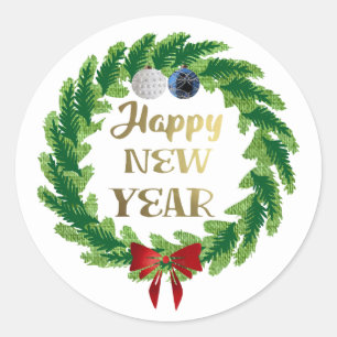 Pegatina Redonda Feliz Año Nuevo Sticker