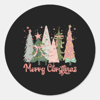 Pegatina Redonda Feliz árbol de navidad Boho Navidad mujeres Chicas