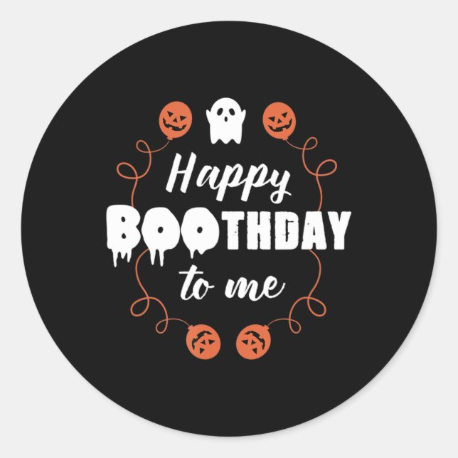 Pegatina Redonda Feliz Boothday Para Mí Diversión Halloween Cumplea (Anverso)