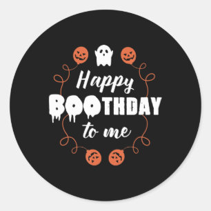Pegatina Redonda Feliz Boothday Para Mí Diversión Halloween Cumplea