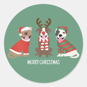 Pegatina Redonda Feliz Bulldog navideño