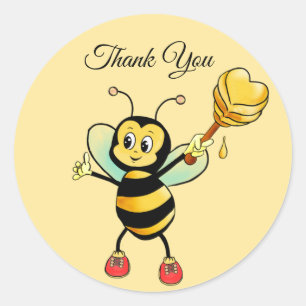 Pegatina Redonda Feliz Bumblebee Gracias