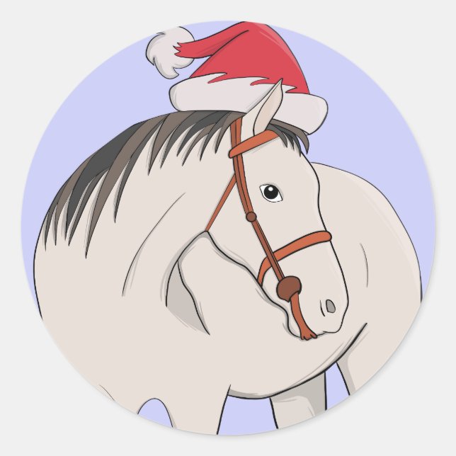 Pegatina Redonda Feliz caballo navideño (Anverso)
