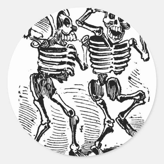 Pegatina Redonda "Feliz Calaveras" Día de los Muertos en México (Anverso)