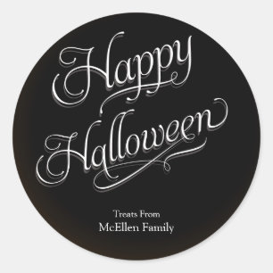 Pegatina Redonda Feliz caligrafía elegante de Halloween