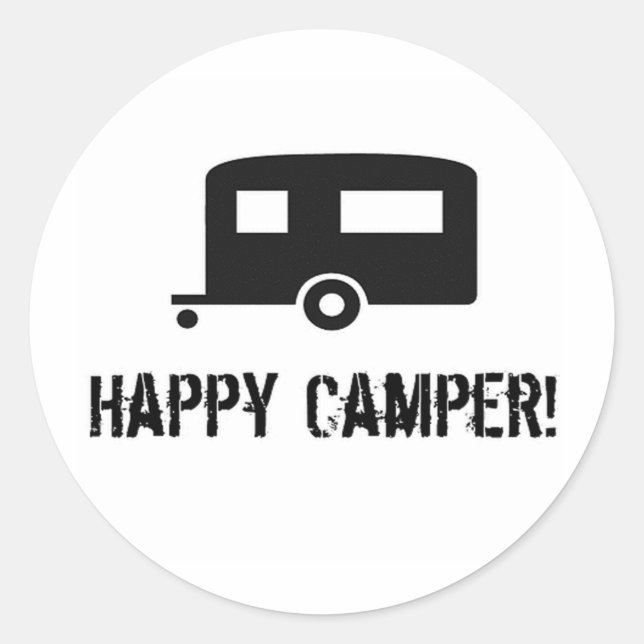 Pegatina Redonda ¡Feliz Camper! (Anverso)