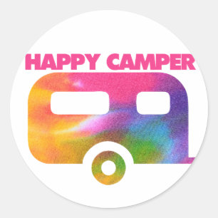 Pegatina Redonda Feliz Camper