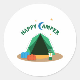 Pegatina Redonda Feliz Camper